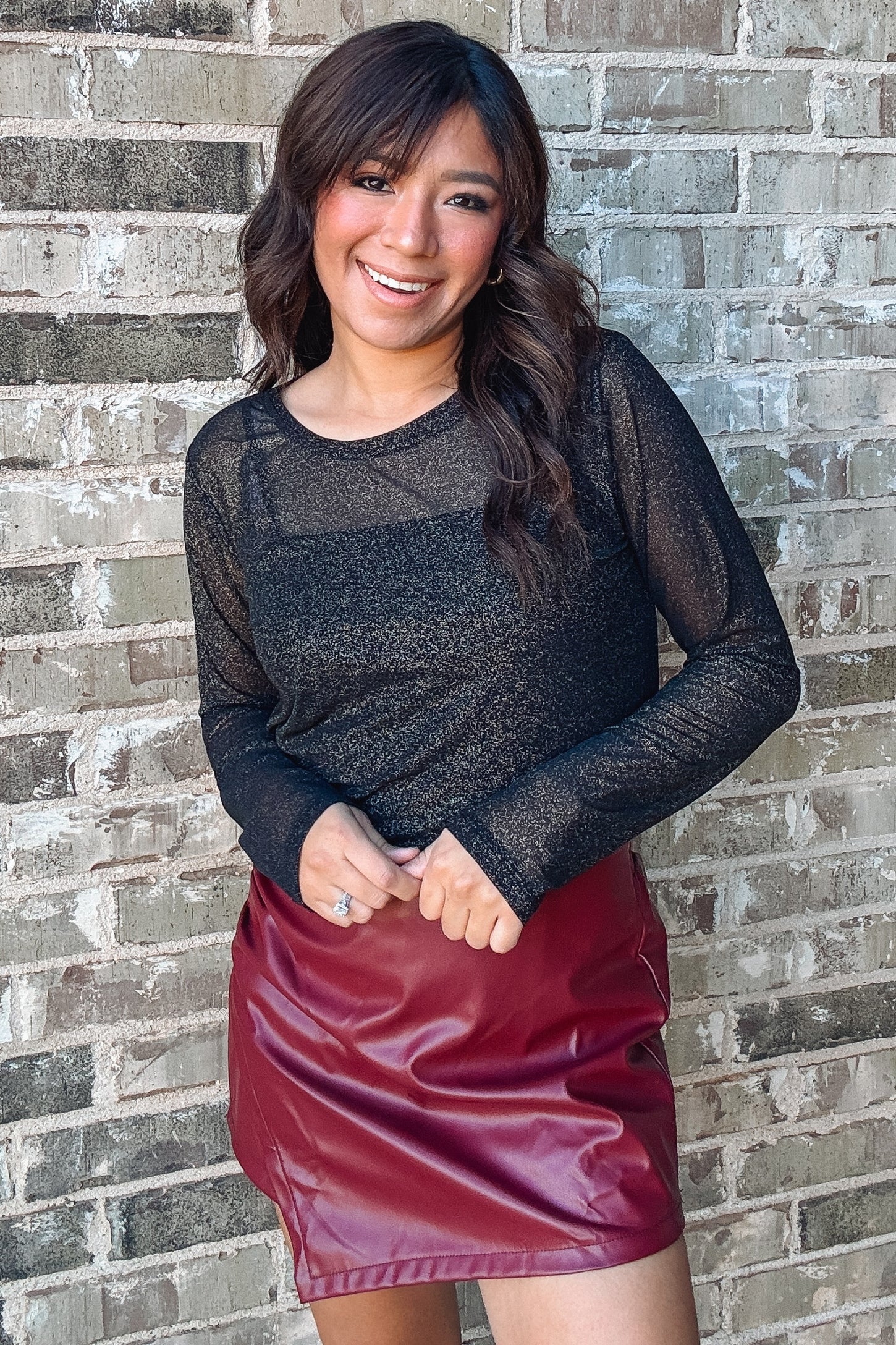 Black Mesh Fly Away Back Long Sleeve Tee