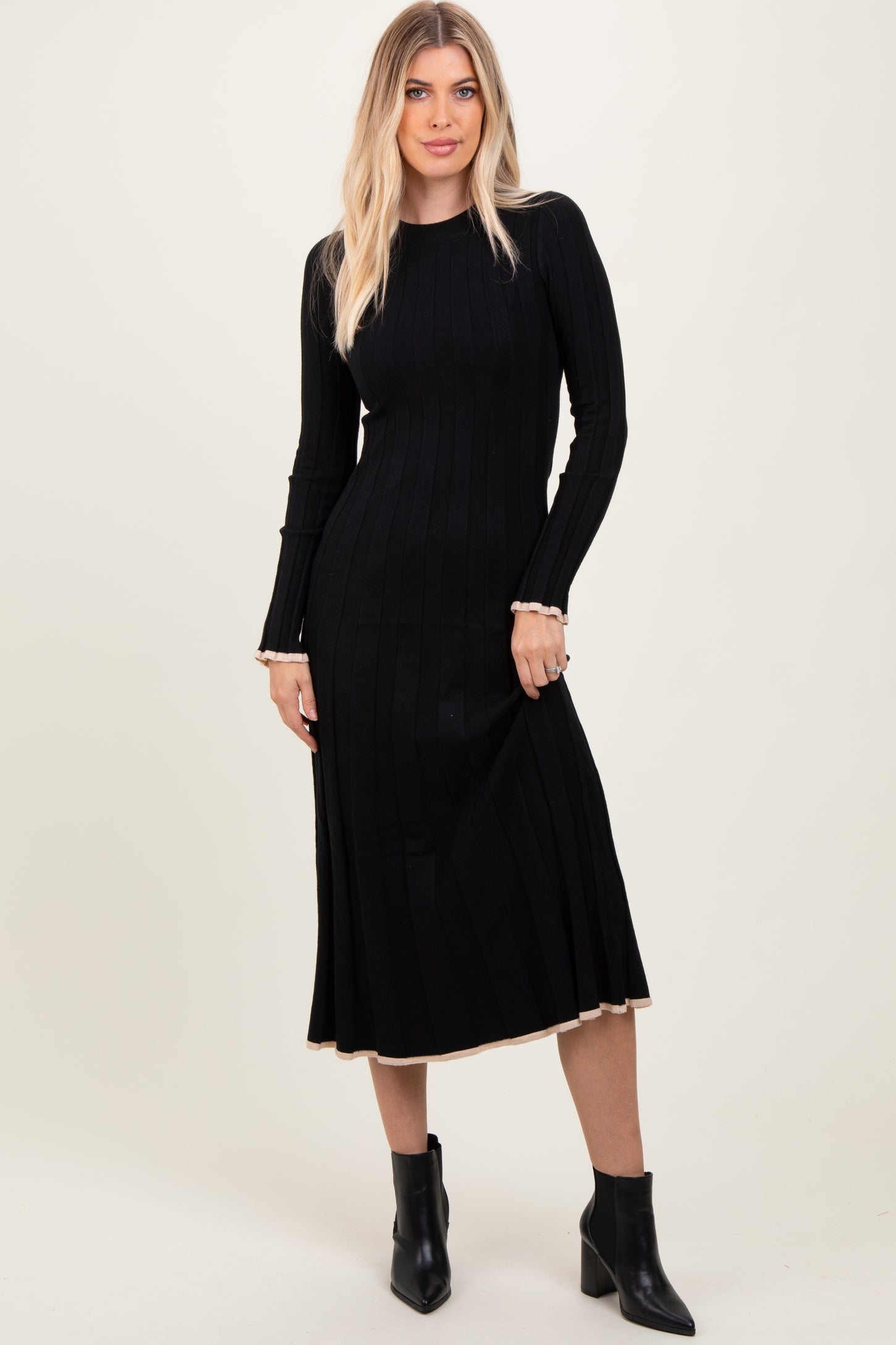 Black Ribbed Knit Maxi Sweater Dress Black Ribbed Knit Maxi Sweater Dress