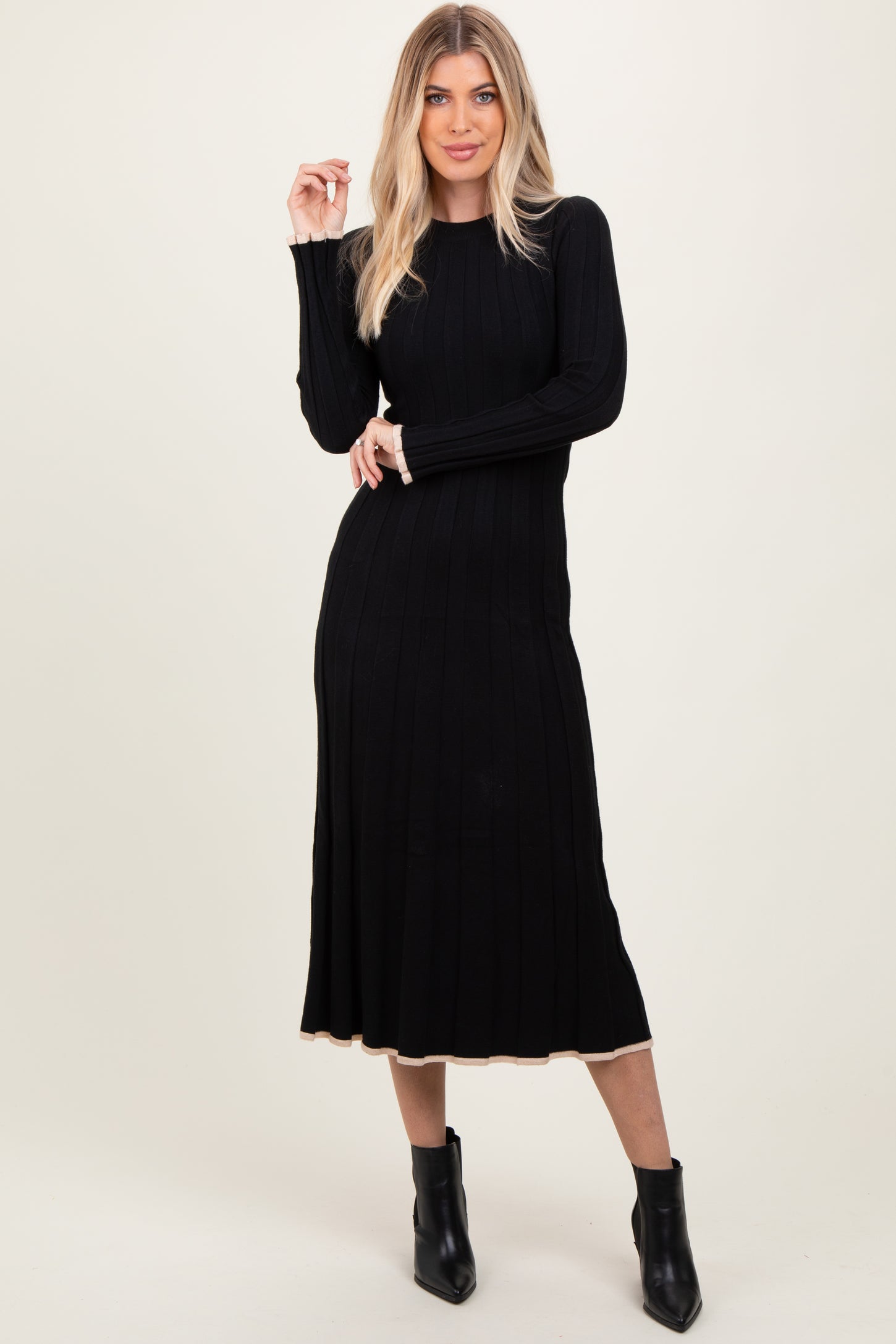 Black Ribbed Knit Maxi Sweater Dress Black Ribbed Knit Maxi Sweater Dress