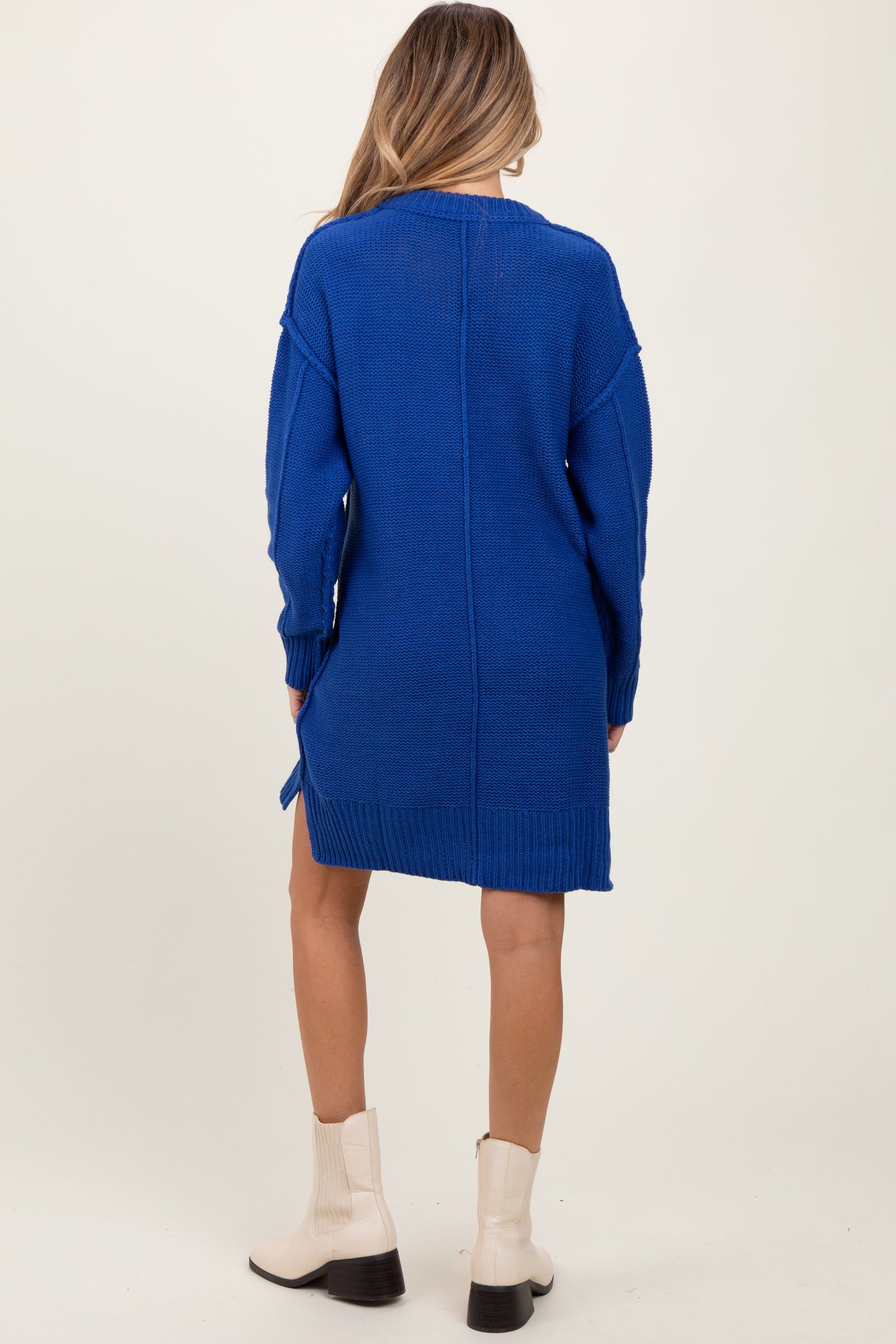Royal Blue Exposed Seam Oversized Maternity Sweater Dress Royal Blue Exposed Seam Oversized Maternity Sweater Dress