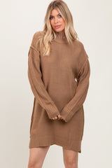 Mocha Exposed Seam Oversized Sweater Dress