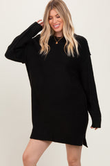 Black Exposed Seam Oversized Sweater Dress