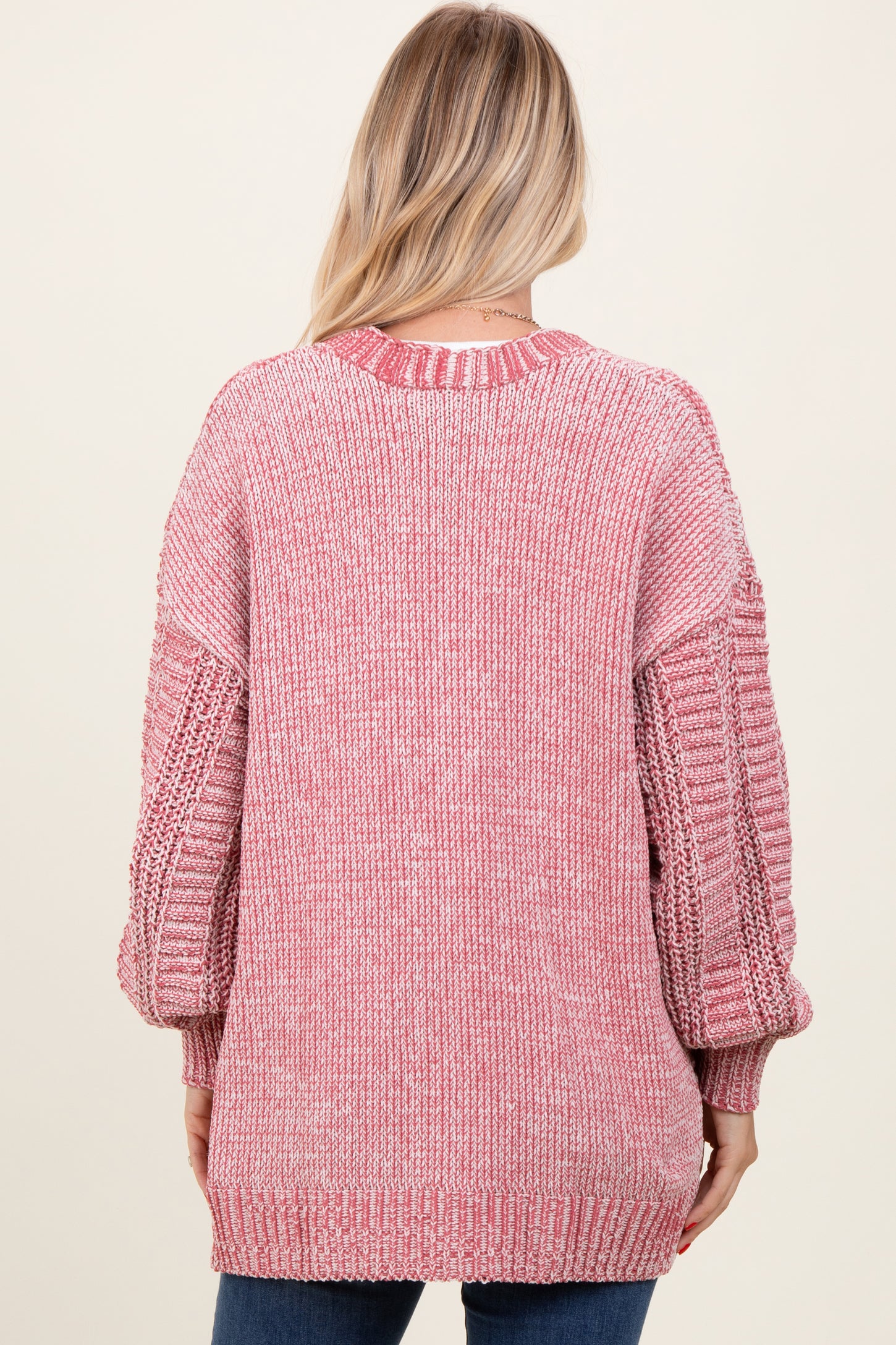 Brick Two Toned Oversized Cable Knit Cardigan – PinkBlush Brick Two Toned Oversized Cable Knit Cardigan – PinkBlush