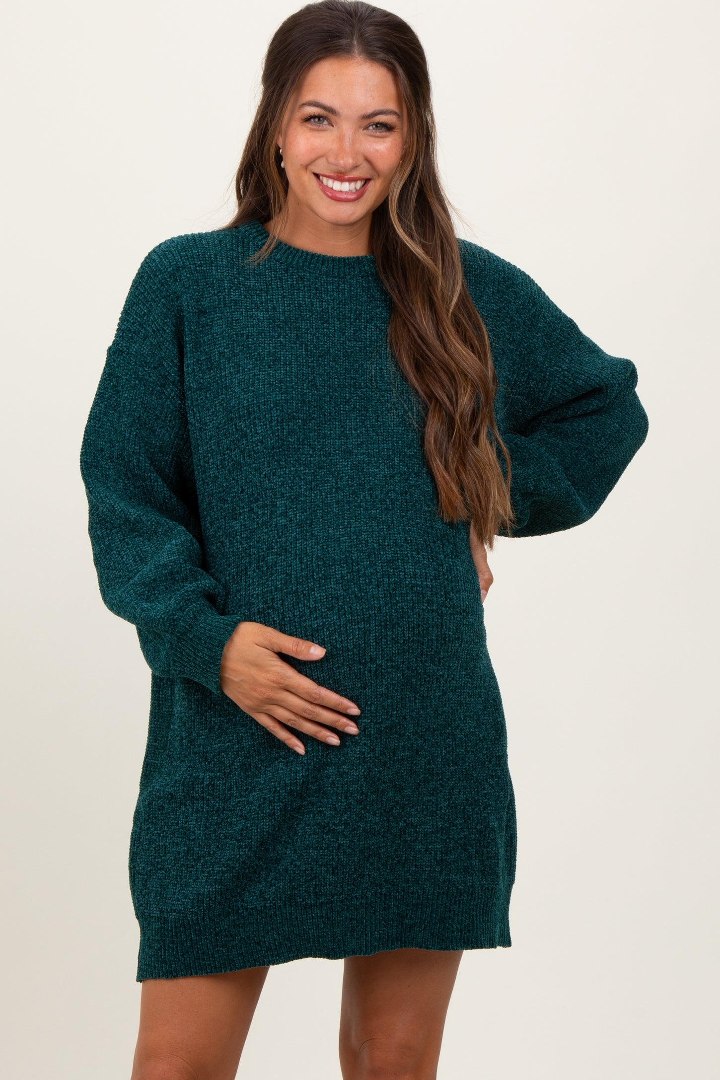 Forest Green Chenille Knit Maternity Sweater Dress Forest Green Chenille Knit Maternity Sweater Dress