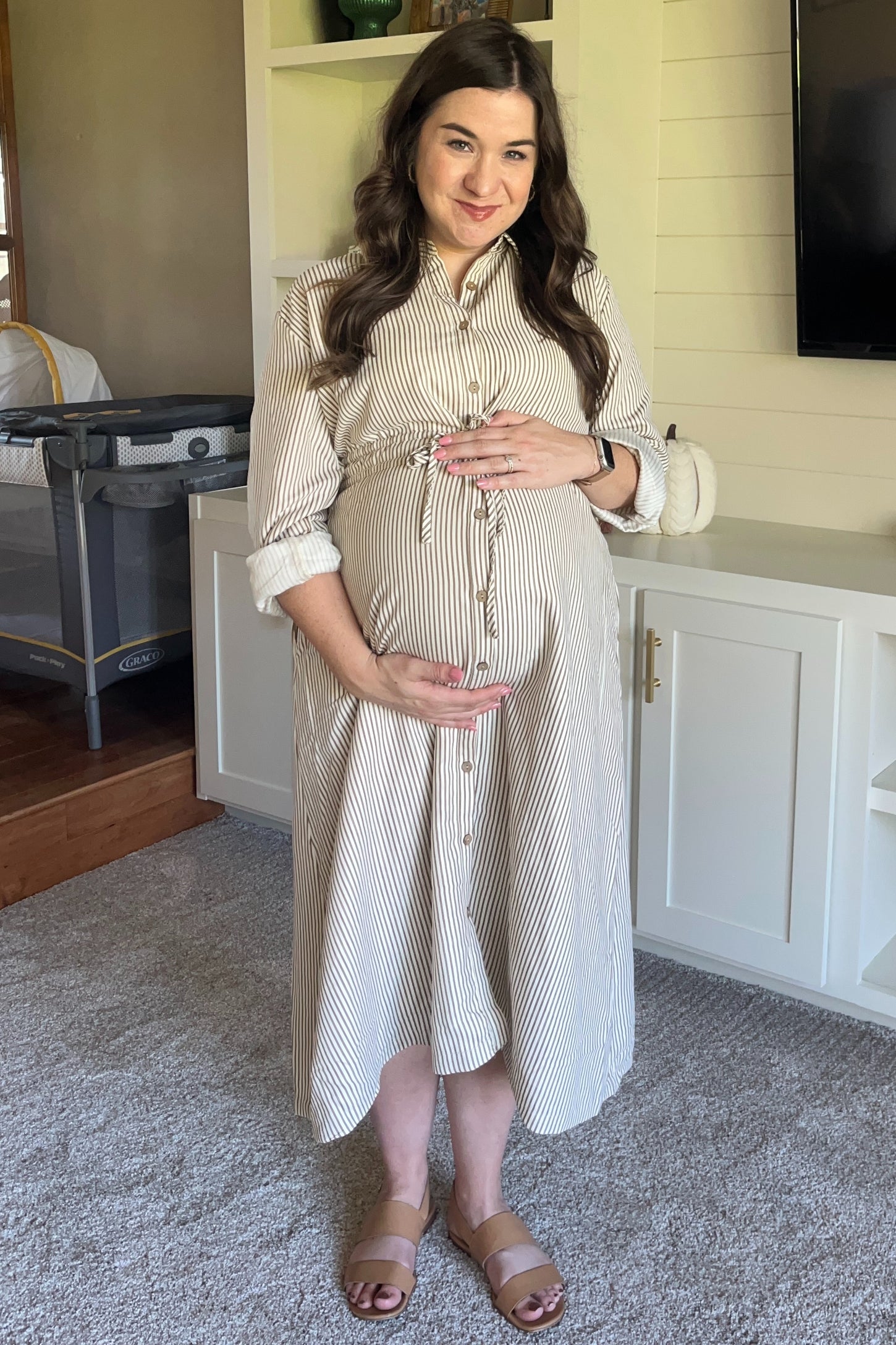 maternity dress with tied shirt the bump + a cozy t shirt dress