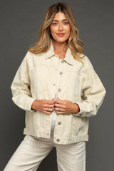 Cream Collared Button Up Maternity Shirt Jacket