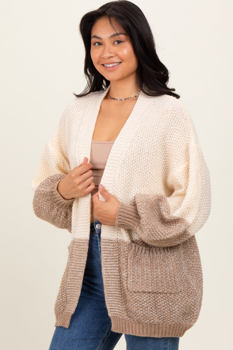 Cream Colorblock Bubble Sleeve Knit Cardigan – PinkBlush