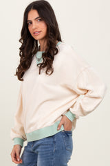 Cream Coloblock French Terry Sweatshirt