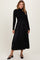 Black Knit Contrast Top Satin Midi Dress