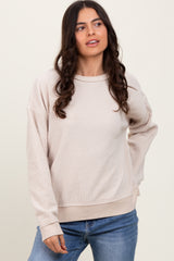 Cream Ribbed Brushed Knit Maternity Pullover Top
