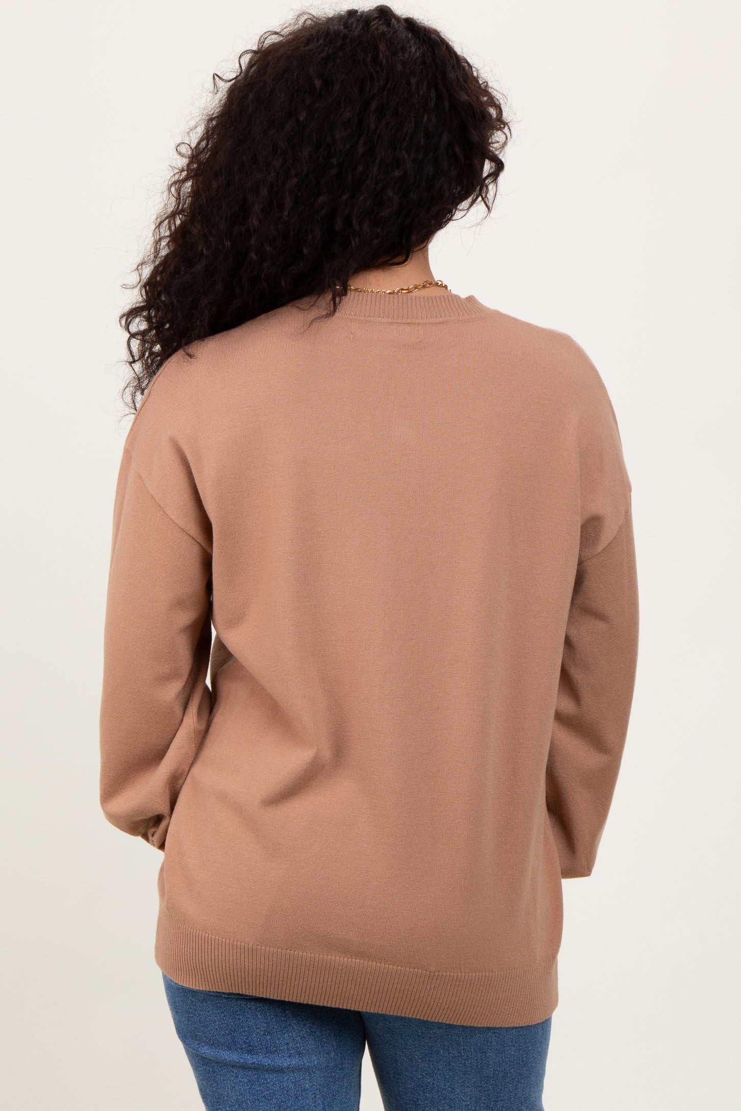 Mocha Fine Knit Balloon Sleeve Sweater