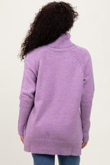 Lavender Contrast Rib Turtle Neck Sweater