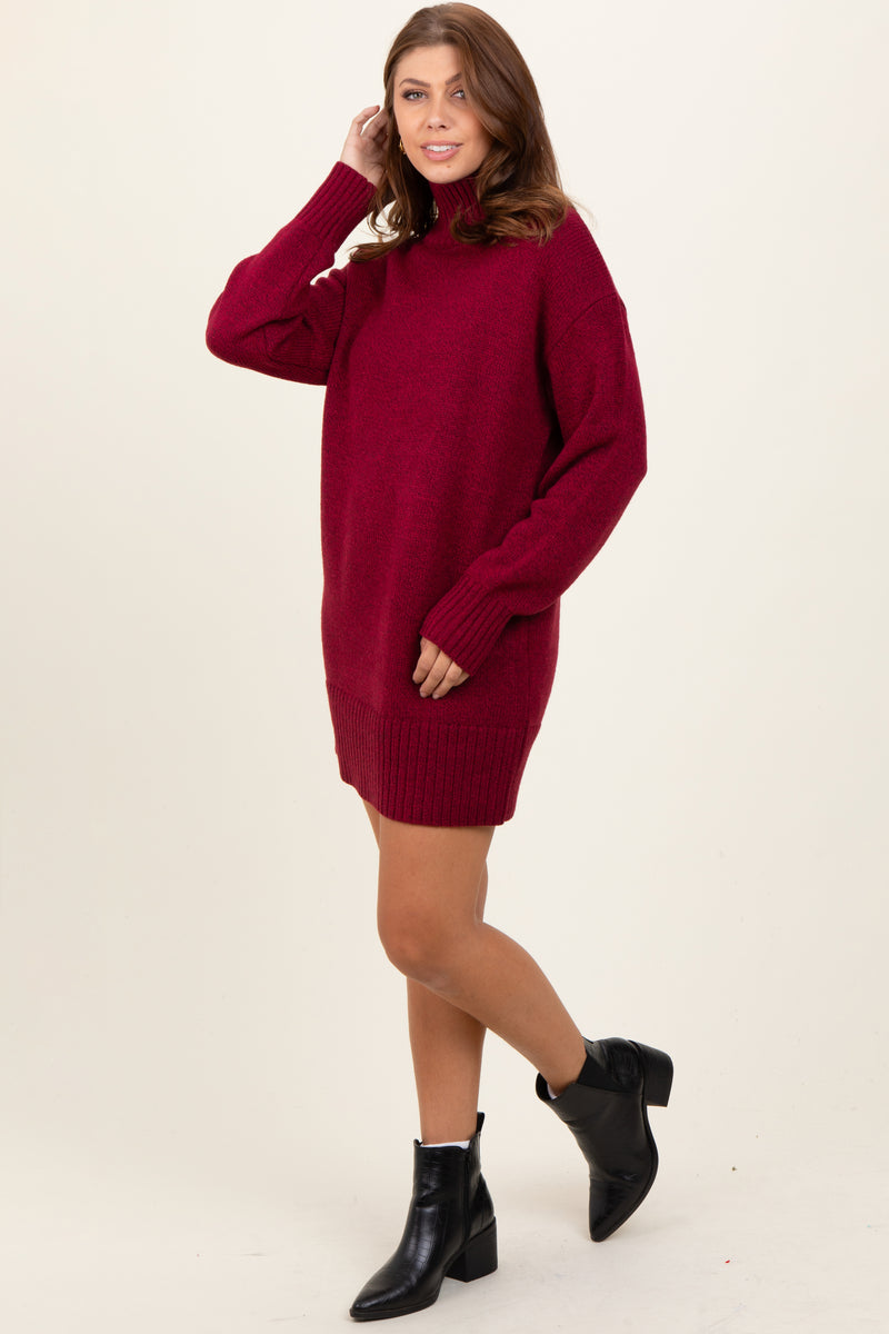 Burgundy Turtle Neck Mini Sweater Dress – PinkBlush