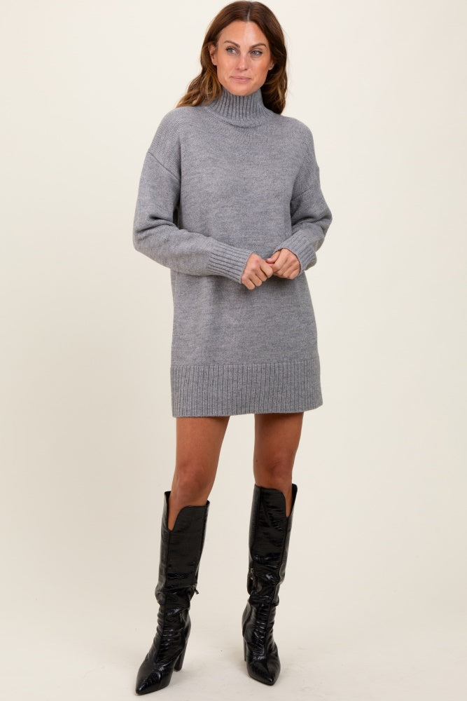 Heather Grey Turtle Neck Mini Sweater Dress – PinkBlush