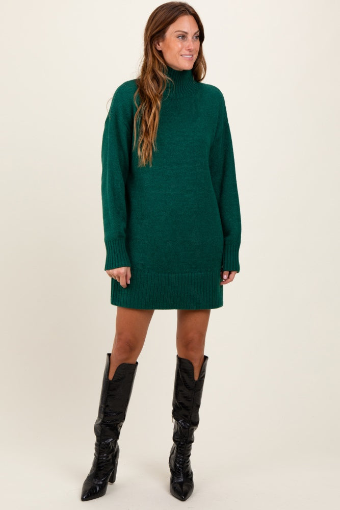 Forest Green Turtle Neck Mini Sweater Dress Forest Green Turtle Neck Mini Sweater Dress
