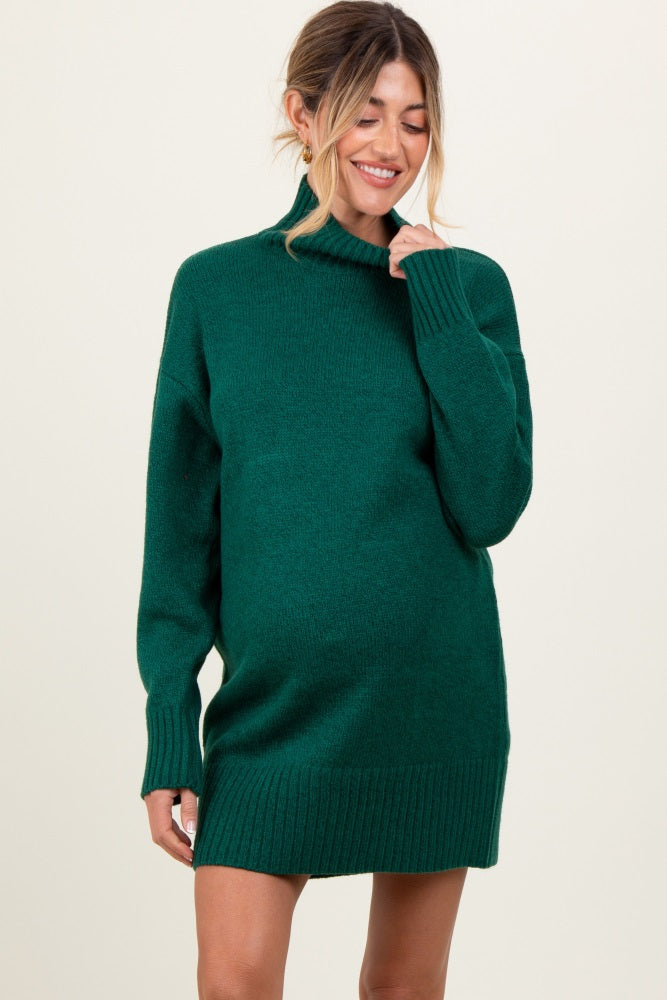Forest Green Turtle Neck Maternity Mini Sweater Dress – PinkBlush