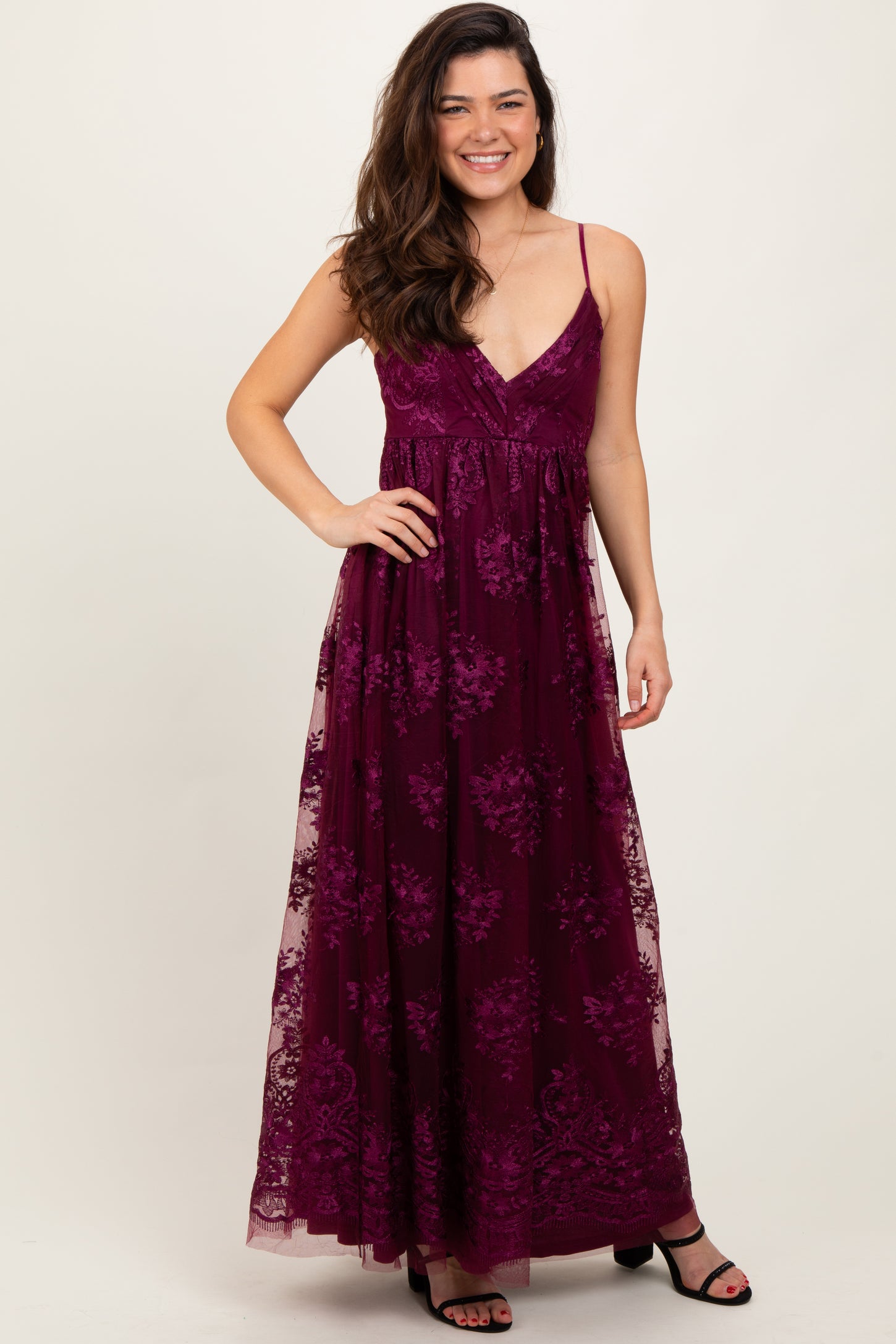 Plum Floral Lace Overlay Maternity Maxi Dress PinkBlush Plum Floral Lace Overlay Maternity Maxi Dress PinkBlush