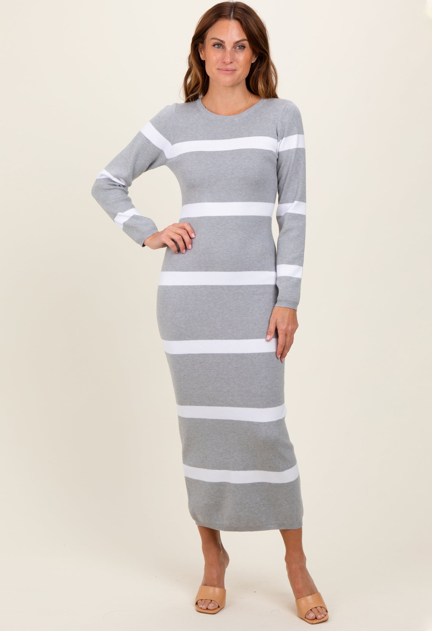 long sleeve midi sweater dress women Long Sleeve Button Front Sweater Polo Midi Dress