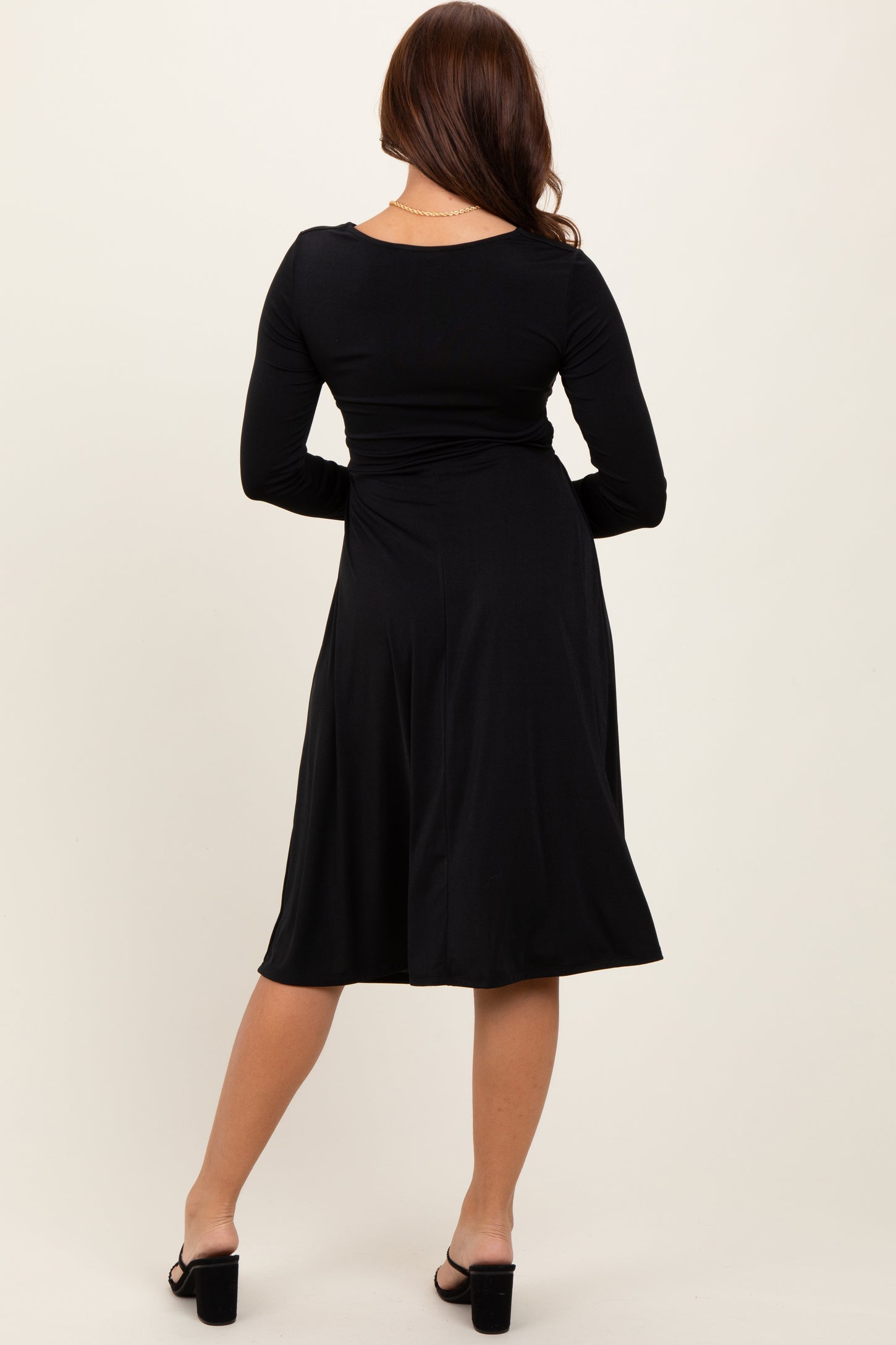 Black Crossover V-Neckline Long Sleeve Nursing Dress PinkBlush Black Crossover V-Neckline Long Sleeve Nursing Dress PinkBlush