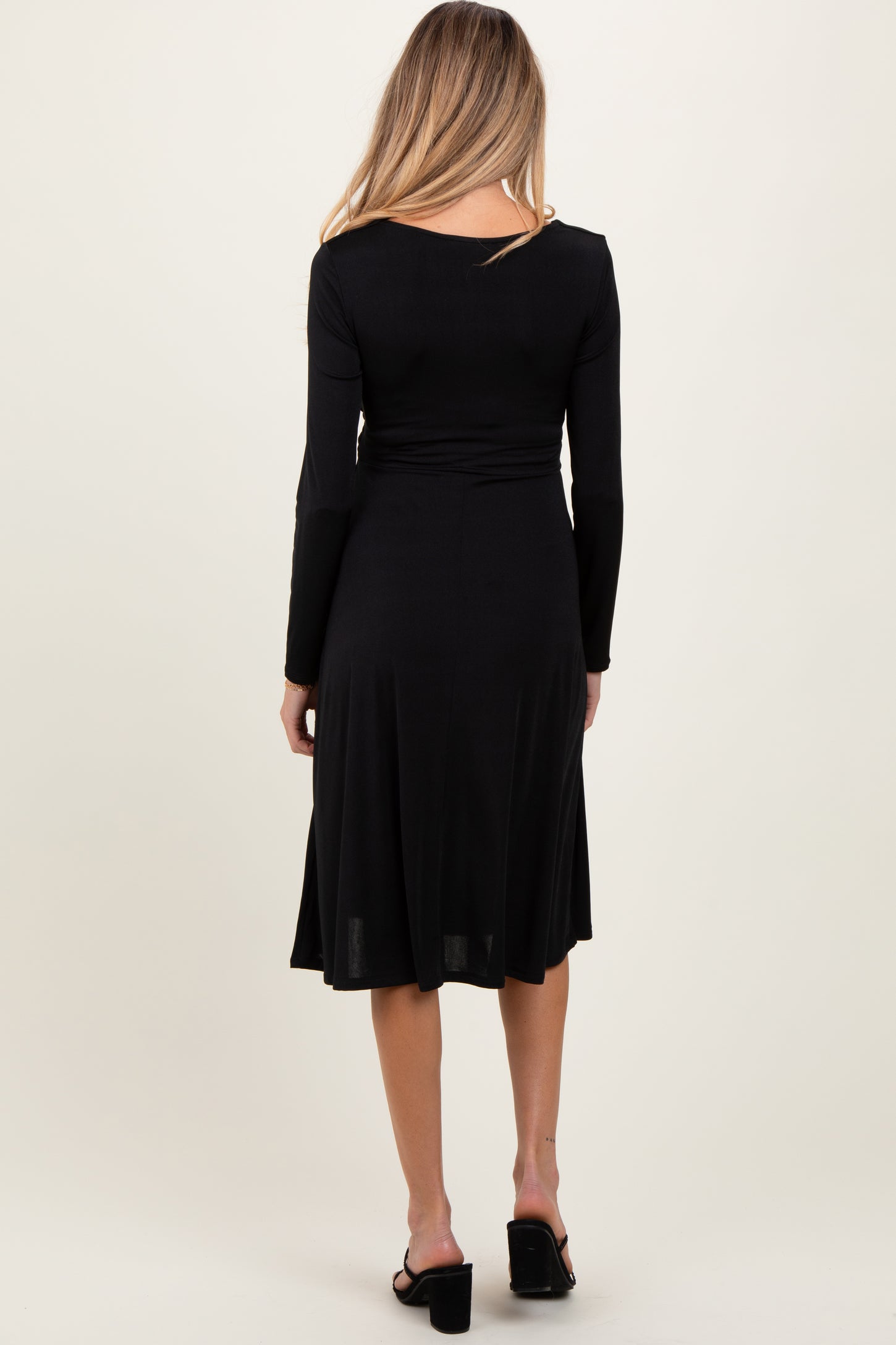 black long sleeve crossover dress Cut Out Crossover Back Plus Size Dress In BLACK
