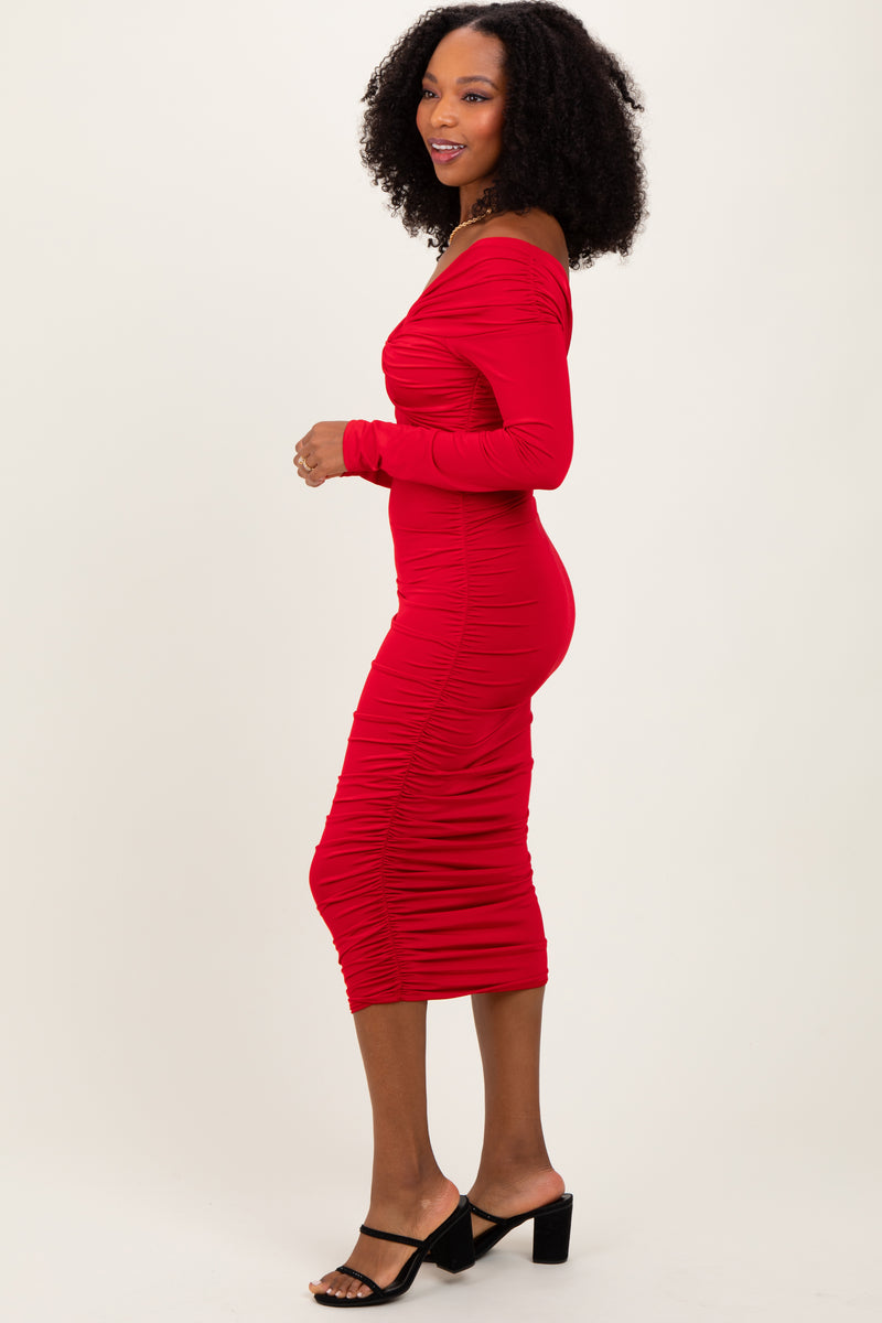 long sleeve ruched midi dress Red Off Shoulder – PinkBlush AU/NZ-SALE Say yes to the Sleeve Length(cm) Size:16 REG