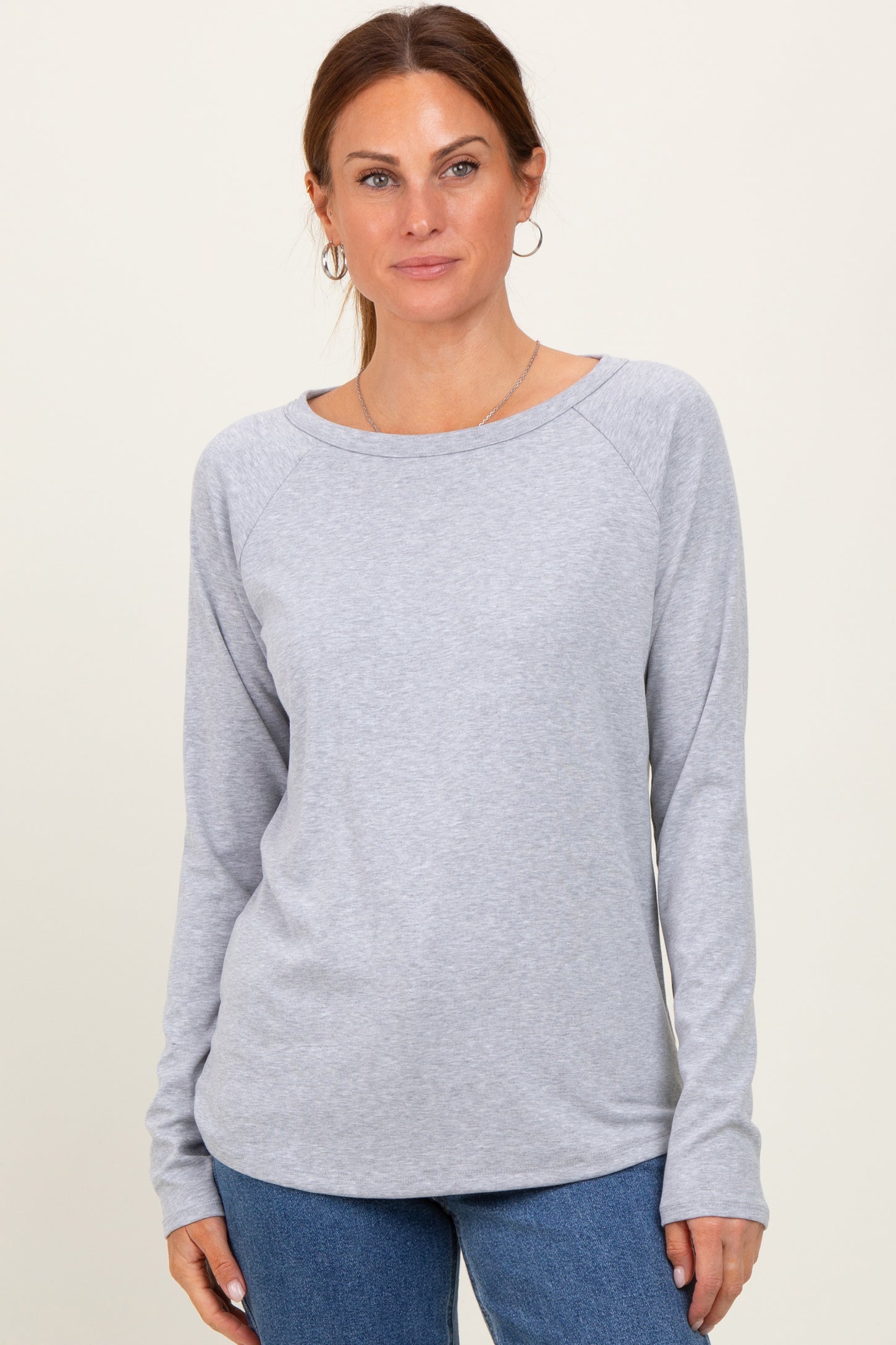 Heather Grey Raglan Long Sleeve Top