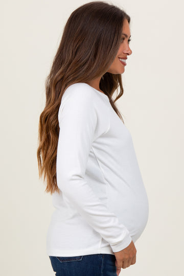 White Raglan Long Sleeve Maternity Top