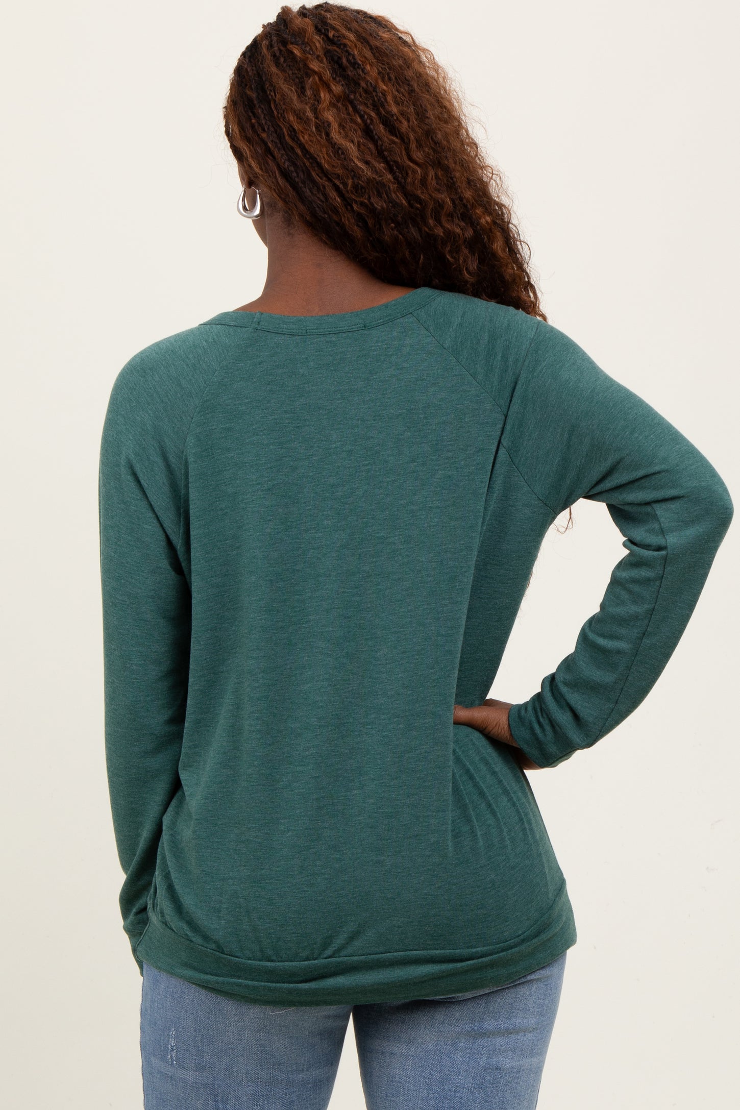 Forest Green Basic Pullover Top