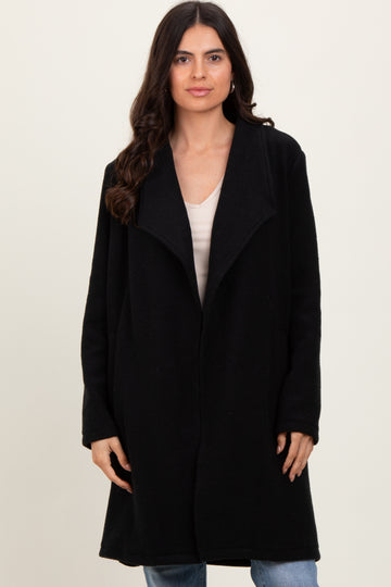 Black Knit Relaxed Fit Coat Jacket