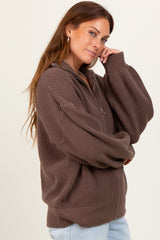 Mocha Oversized Zip Up Cardigan