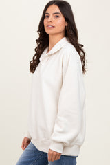 Ivory Fleece Collared Button Up Pullover