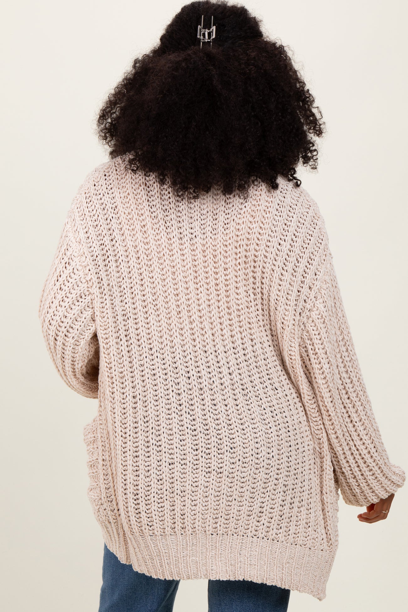 Beige Chunky Knit Oversized Pocket Cardigan – PinkBlush