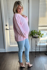 Light Pink Soft Knit Basic Maternity Sweater