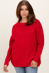 Red Basic Chunky Knit Sweater