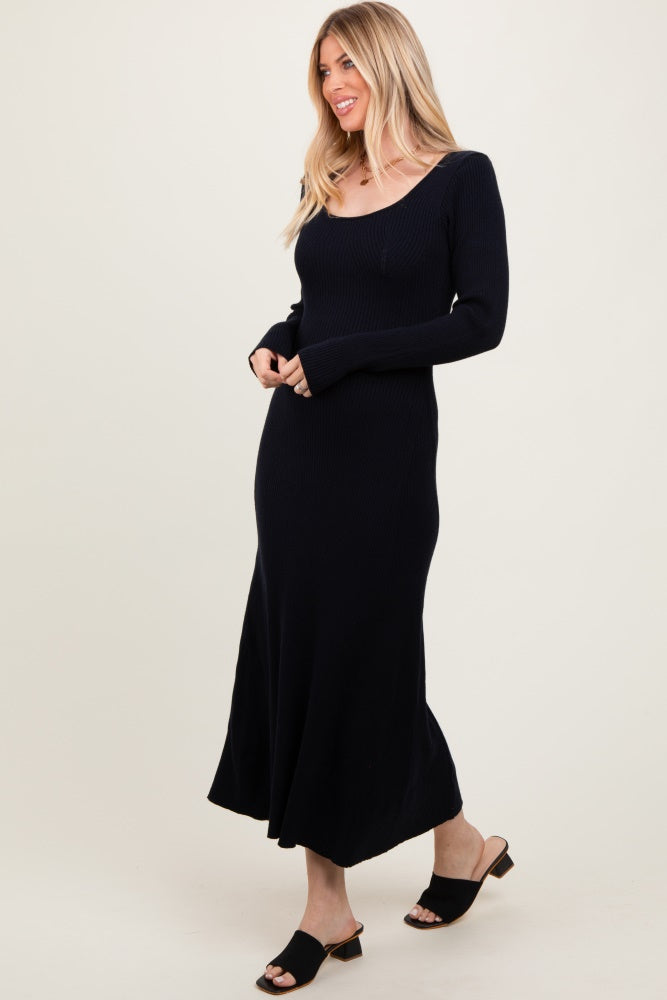 Black Ribbed Knit Maxi Sweater Dress PinkBlush Black Ribbed Knit Maxi Sweater Dress PinkBlush