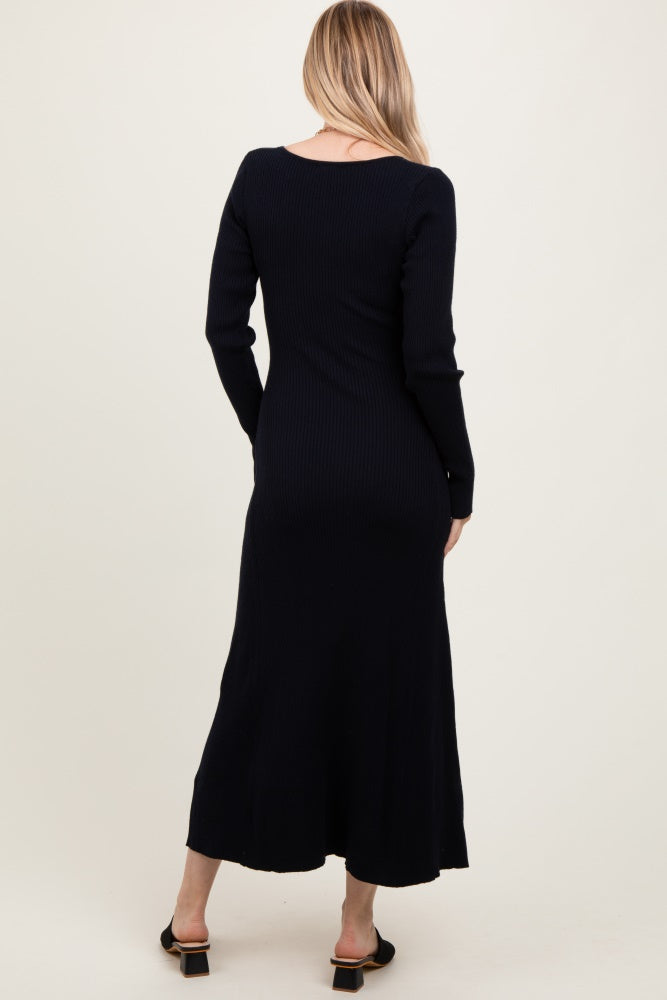 Black Ribbed Knit Maxi Sweater Dress Black Ribbed Knit Maxi Sweater Dress