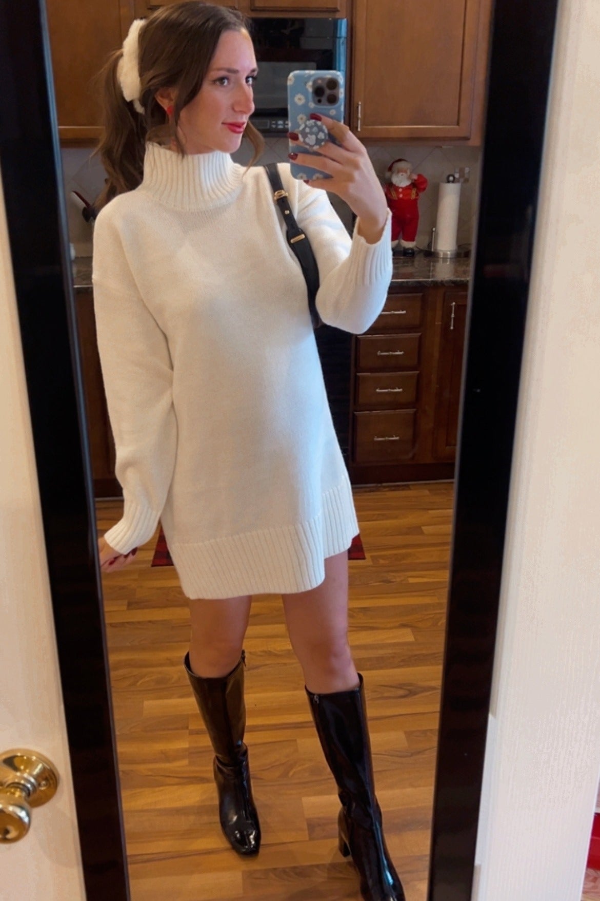 ivory sweater dress mini Fur Trim Long Sleeve Sweater Off Shoulder, So Purrfect Mini Dress in Ivory, Size XL,