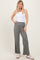 Olive Ribbed Smocked Waistband Wide Leg Pants