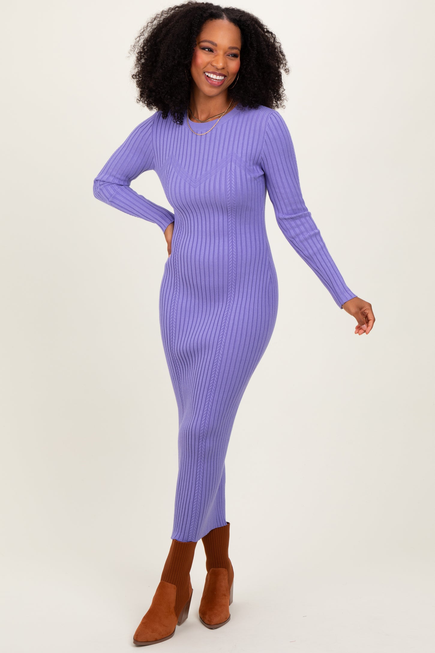 lavender ribbed dress Lavender Ribbed Dress by ALALA