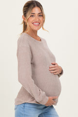 Beige Chenille Knit Maternity Sweater