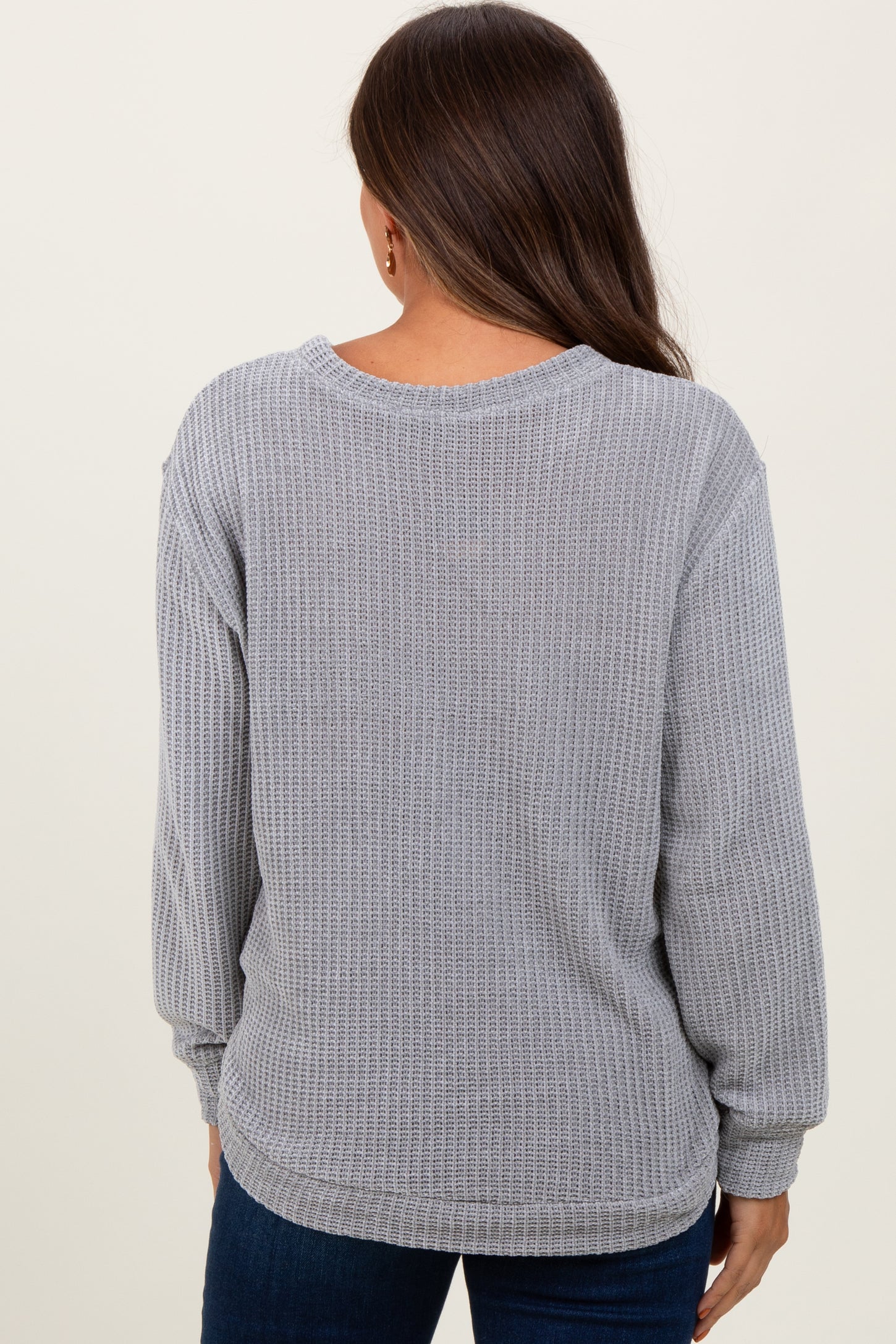 Heather Grey Chenille Knit Maternity Sweater