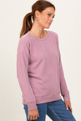 Mauve Ribbed Long Sleeve Pullover Top