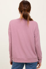 Mauve Ribbed Long Sleeve Pullover Top