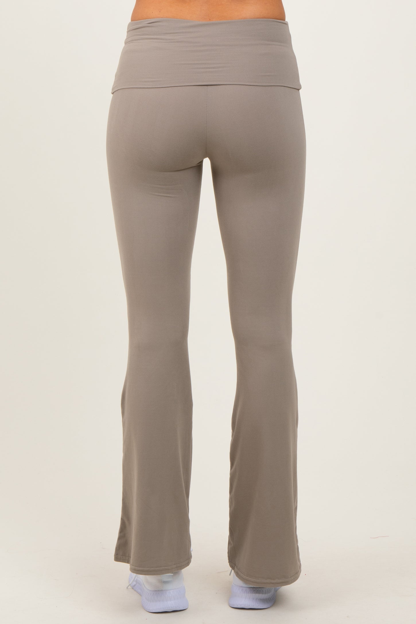 Light Olive Fold Over Waistband Flared Pants