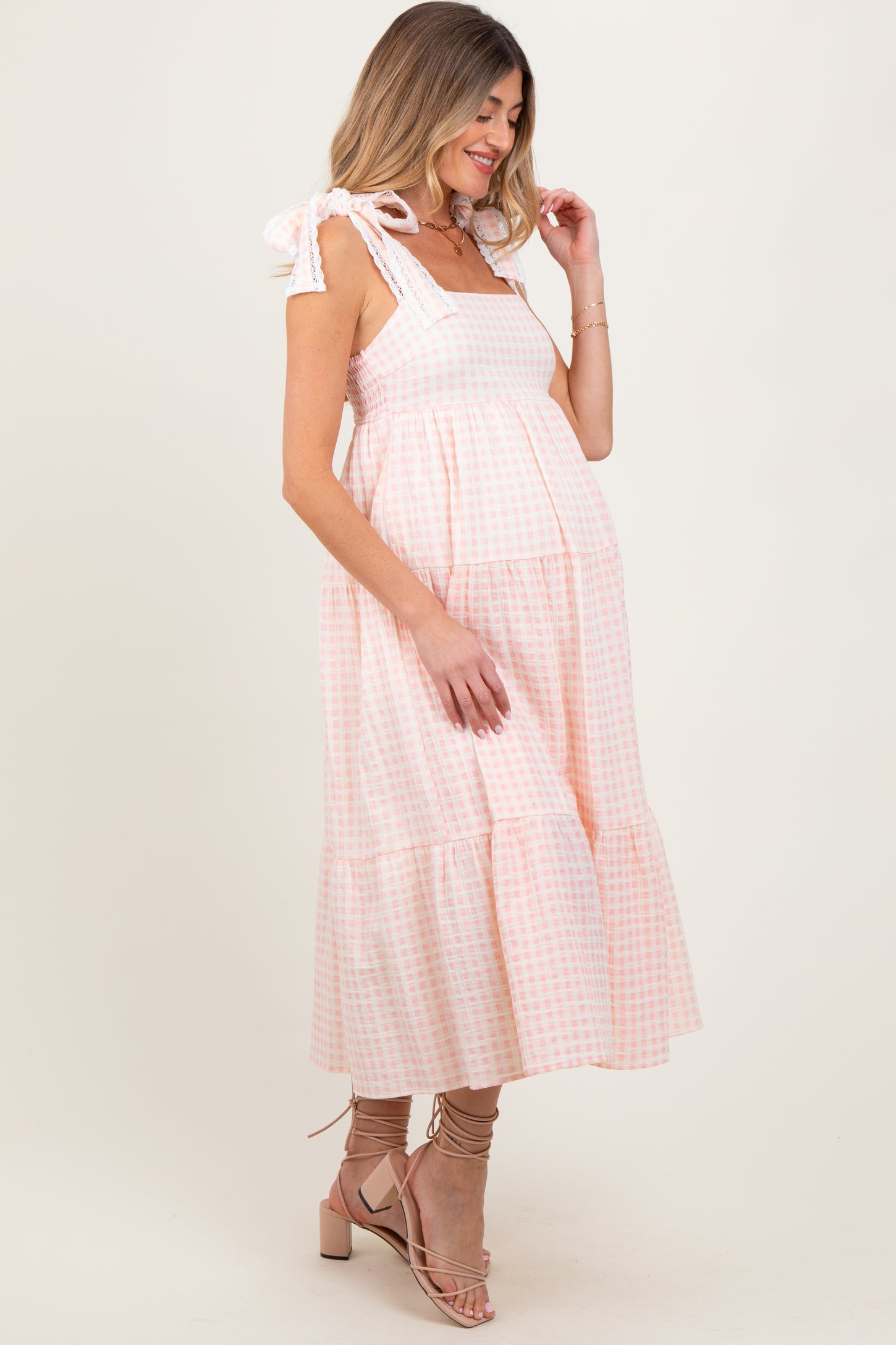 baby pink gingham dress Baby Seashell Pink Gingham Baby Gingham Ruffle Dress by Janie and Jack