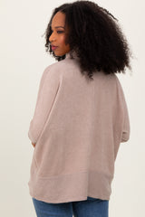 Beige Turtle Neck Brushed Heather Knit Sweater