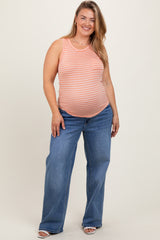 Blue Washed Wide Leg Maternity Plus Jeans