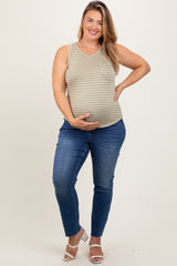 Blue Straight Leg Maternity Plus Jeans
