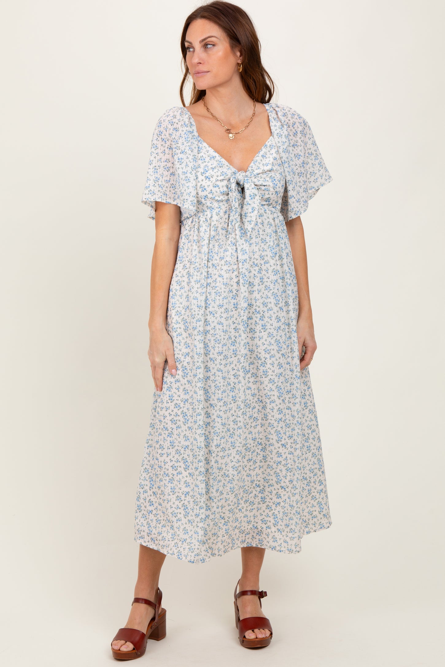 midi front tie dress Women's Plus Wide Strap Sleeveless Scoop Tie-Front Midi A-Line Dress