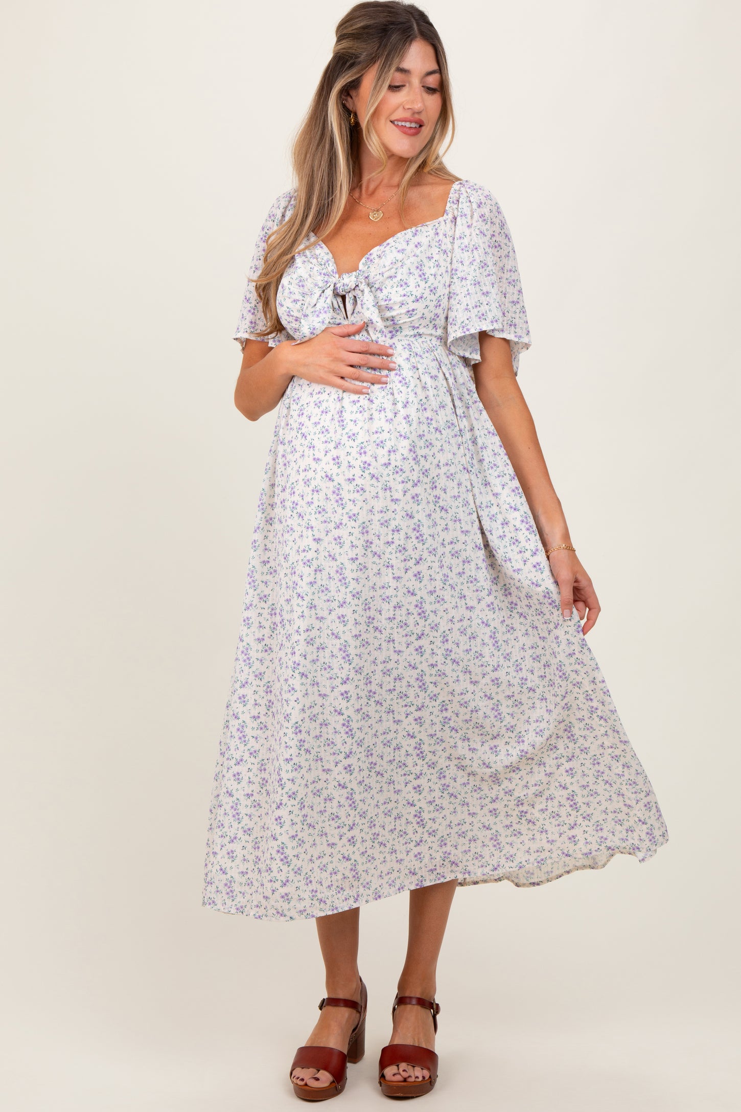 pregnancy midi dress Angel Maternity Annabella Knit Maternity in Sage Green This latest maternity midi dress in chocolate brown has been crafted in our premium brushed jersey for figure Olive Knit Contrast Top Satin